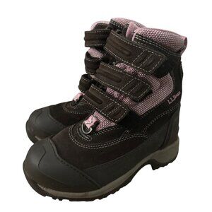 L.L. Bean Insulated Winter Snow Boots Girls 11 Brown Pink Waterproof